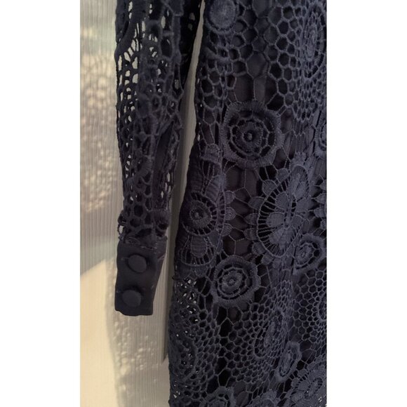 Taylor Navy Blue Long Sleeve Lace Dress Size 4 - Picture 5 of 5